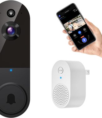 1080P Smart Wireless Video Doorbell Camera, AI Human Detection, 2.4G WiFi, Two-Way Talk, Battery Powered, Night Vision, Real-Time Alerts, Weather-Resistant, Cloud Storage (Black)