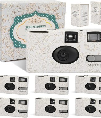 6 Pack Disposable Cameras for Wedding Bulk, 35mm Golden Rose Single-Use Film Cameras with Flash, One Time Cameras for Birthday Party Baby Shower Gathering Wedding, lSO 400 Film,17 Exposures