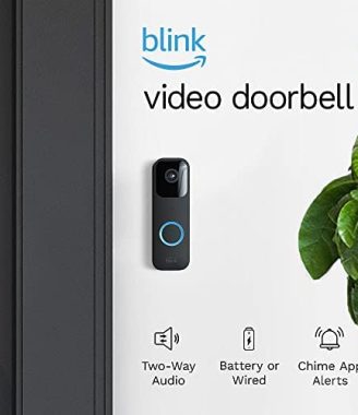 Like-New Blink Video Doorbell (1st Gen), Two-way audio, HD video, motion and chime app alerts and Alexa enabled — wired or wire-free (Black)